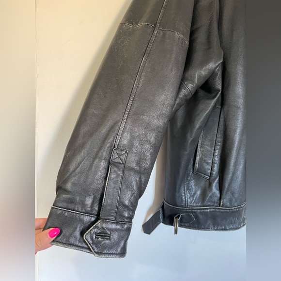 Vintage Mens Leather Jacket XL Black Biker Zip 90s Y2k - Picture 3 of 13